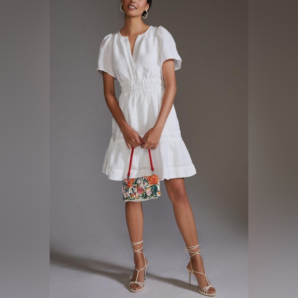 Anthropologie White Mini Dress